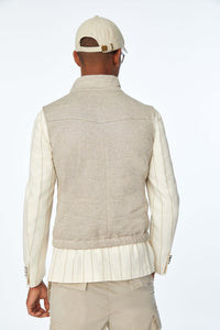 Padded jersey vest in beige beige