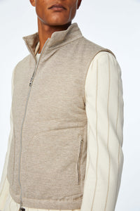Padded jersey vest in beige beige