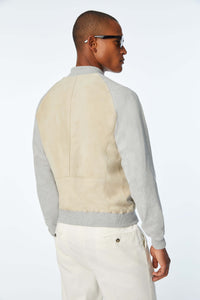 Suede bomber jacket in beige beige