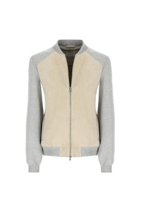 Suede bomber jacket in beige beige