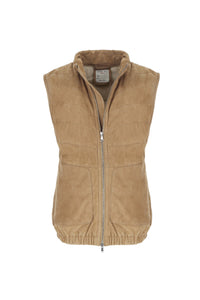 Padded suede vest in beige earth