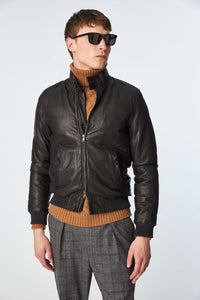Leather jacket in black black