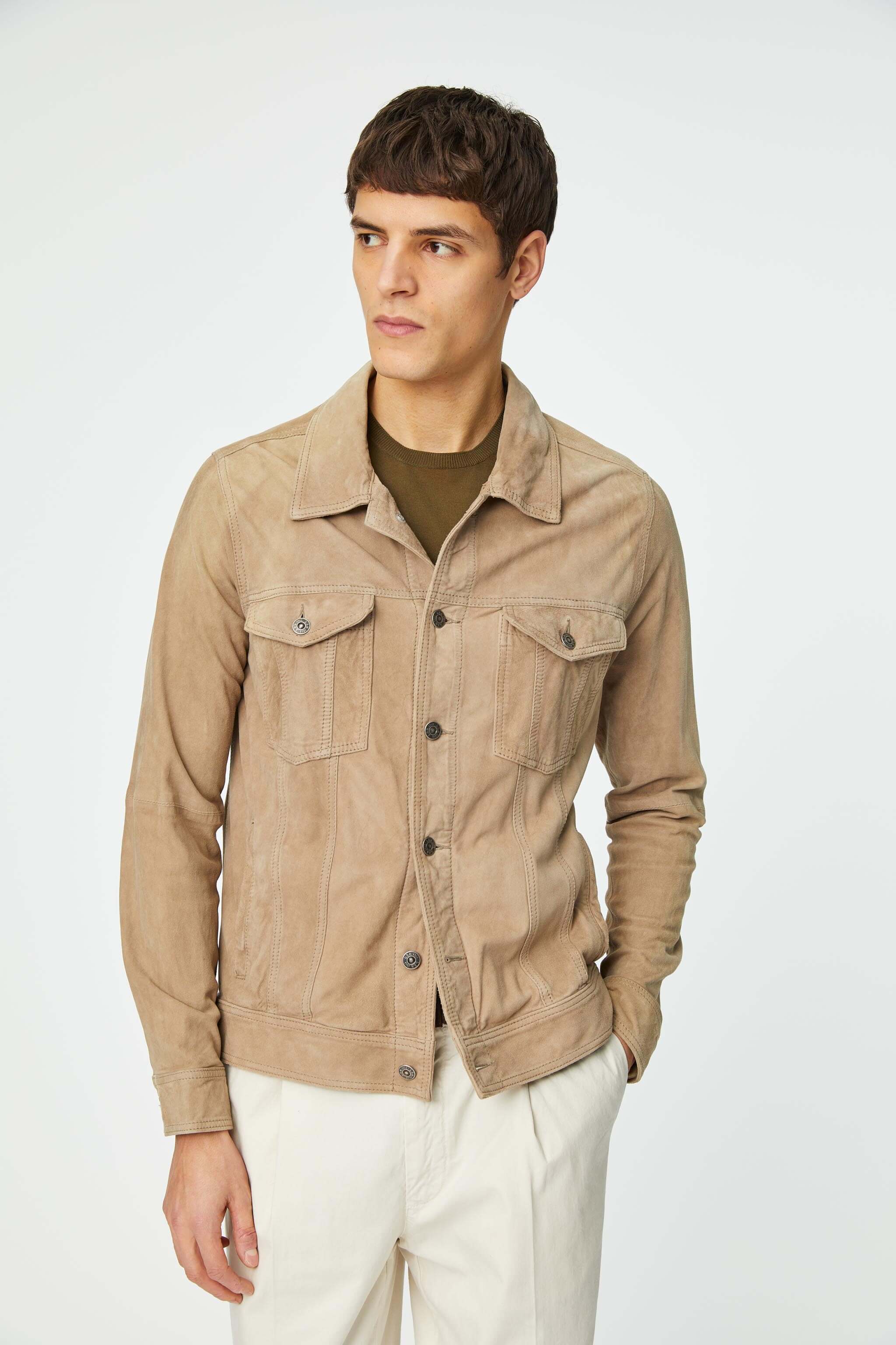 Leather jacket in beige