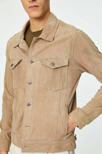 Leather jacket in beige earth