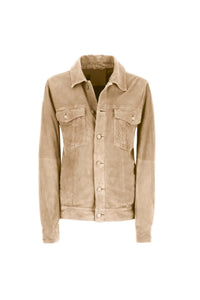 Leather jacket in beige earth
