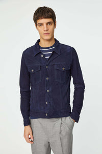 Leather jacket in blue blue