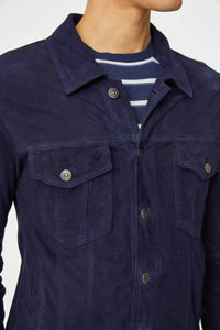 Leather jacket in blue blue
