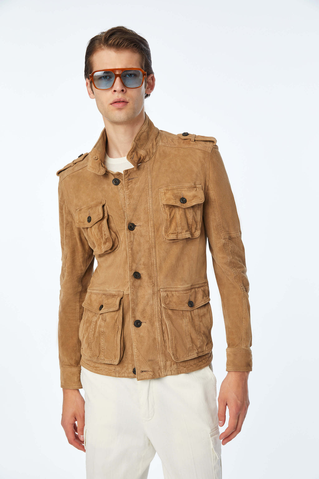Leather Field Jacket in Hazelnut