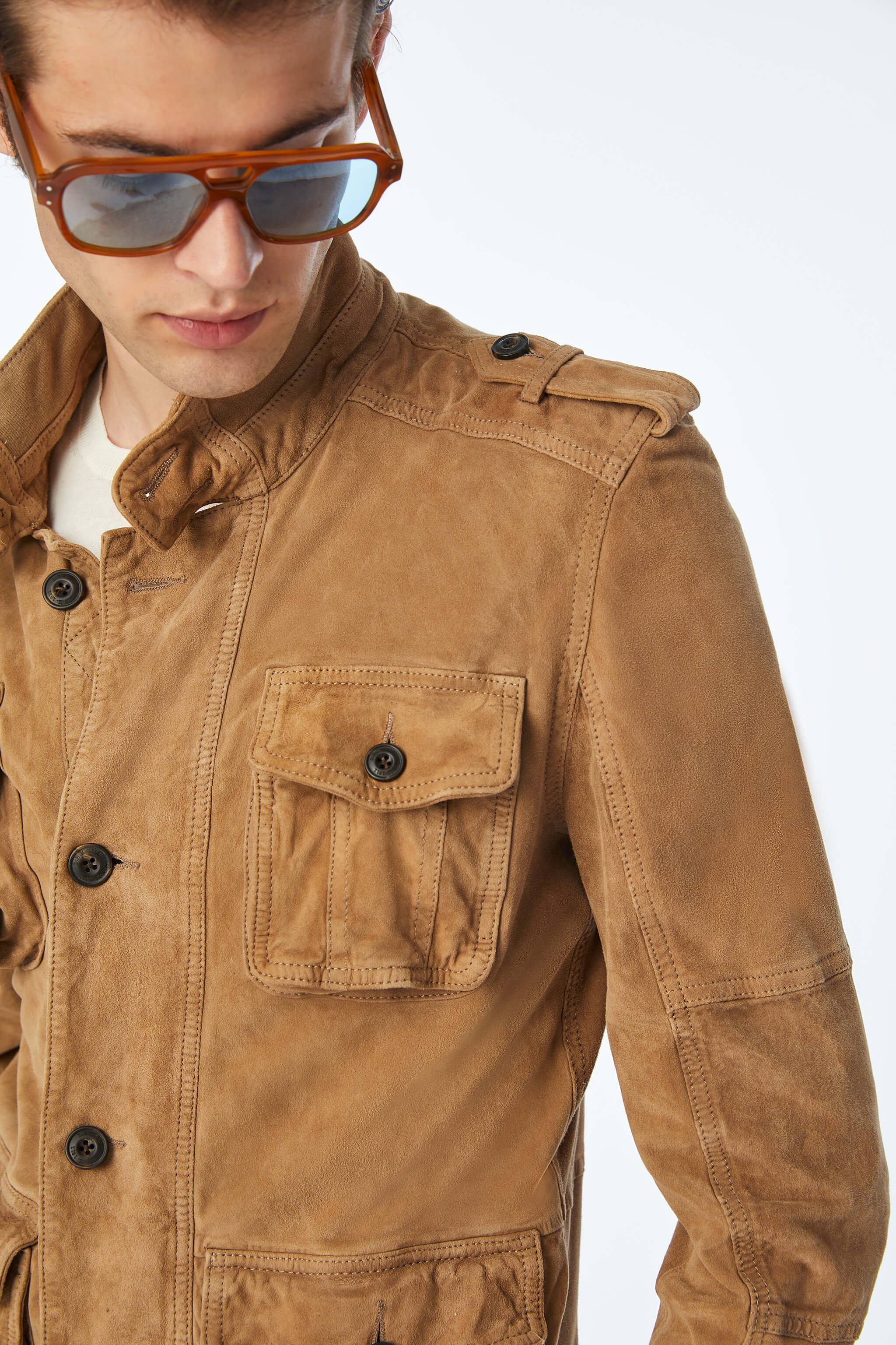 Leather Field Jacket in Hazelnut